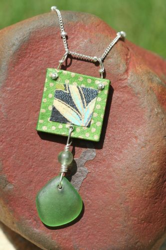 Sea Glass Origami Necklace © Janet Woodcock 2005