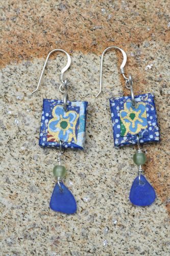 Sea Glass Origami Earrings © Janet Woodcock 2005