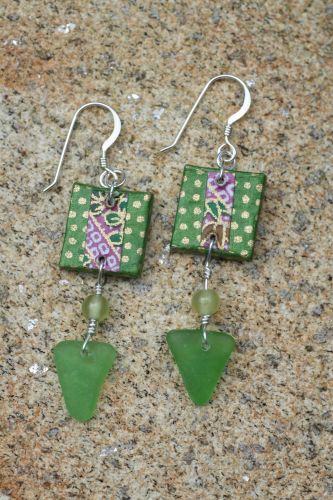 Sea Glass Origami Earrings © Janet Woodcock 2005